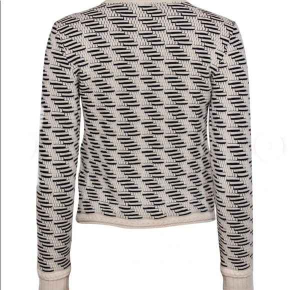 Tory Burch - Ivory & Black Textured Knit Wool Blend Sweater Sz xs - Picture 3 of 5